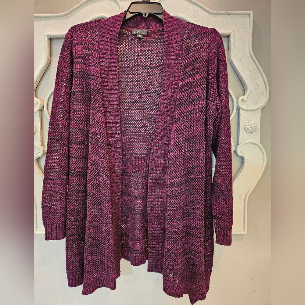 Women's Purple Knit open front Cardigan Sweater (Z25)